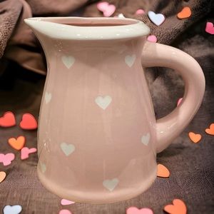 Terramoto Ceramic Valentine's Day Pink Heart Large Pitcher 7”